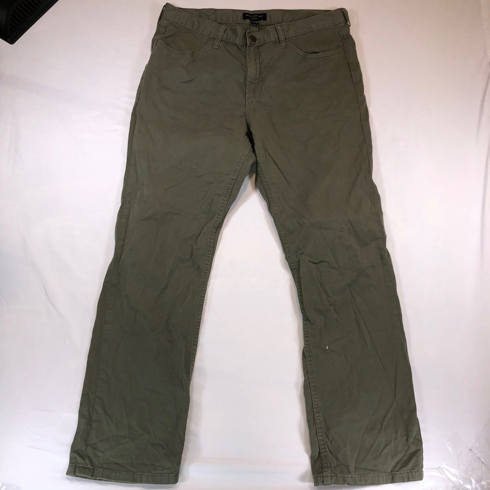 Banana Republic Mens Slim Fit Pants 34x30 Olive Green 5-Pocket Twill Chinos